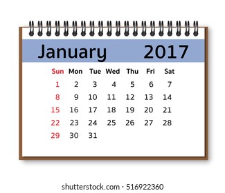 2017 calendar  Vector Desk Monthly calendar isolate on white