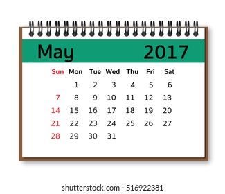2017 calendar  Vector Desk Monthly calendar isolate on white