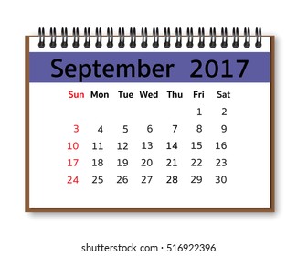 2017 calendar  Vector Desk Monthly calendar isolate on white