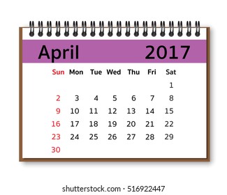 2017 calendar  Vector Desk Monthly calendar isolate on white