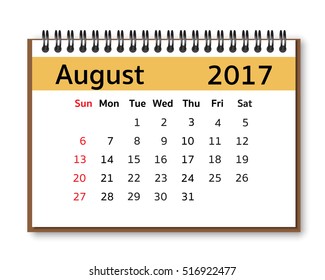2017 calendar  Vector Desk Monthly calendar isolate on white