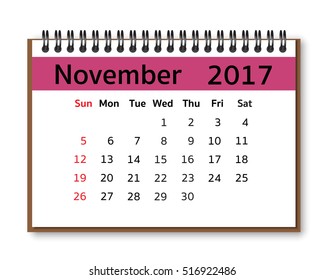 2017 calendar  Vector Desk Monthly calendar isolate on white