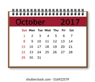 2017 calendar  Vector Desk Monthly calendar isolate on white