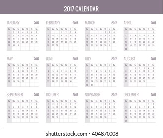 2017 Calendar with vector form