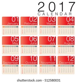 2017 Calendar vector format