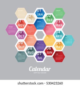 2017 Calendar Calendar Vector  Hexagon geometric Modern Design.