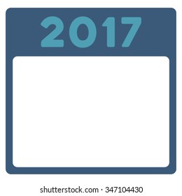 2017 Calendar vector icon. Style is bicolor flat symbol, cyan and blue colors, rounded angles, white background.