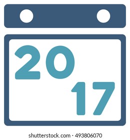 2017 Calendar vector icon. Style is flat graphic symbol, cyan and blue colors, white background.