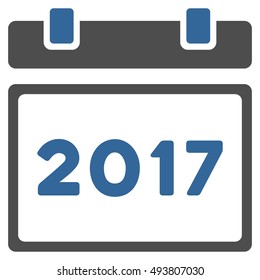 2017 Calendar vector icon. Style is flat graphic symbol, cobalt and gray colors, white background.