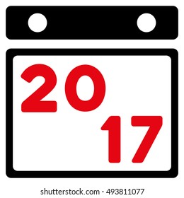 2017 Calendar vector icon. Style is flat graphic symbol, intensive red and black colors, white background.