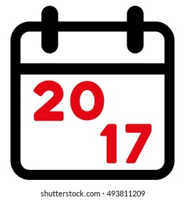 2017 Calendar vector icon. Style is flat graphic symbol, intensive red and black colors, white background.