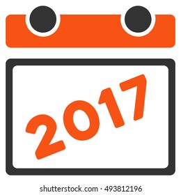 2017 Calendar vector icon. Style is flat graphic symbol, orange and gray colors, white background.