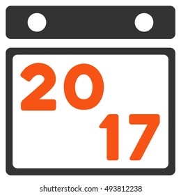 2017 Calendar vector icon. Style is flat graphic symbol, orange and gray colors, white background.