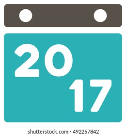 2017 Calendar vector pictogram. Style is flat graphic symbol, grey and cyan colors, white background.