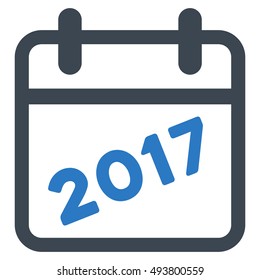 2017 Calendar vector pictogram. Style is flat graphic symbol, smooth blue colors, white background.