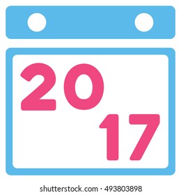 2017 Calendar vector pictogram. Style is flat graphic symbol, pink and blue colors, white background.