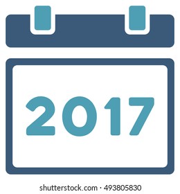 2017 Calendar vector pictogram. Style is flat graphic symbol, cyan and blue colors, white background.
