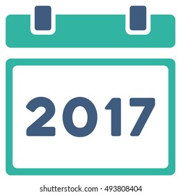 2017 Calendar vector pictogram. Style is flat graphic symbol, cobalt and cyan colors, white background.