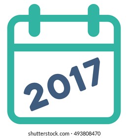 2017 Calendar vector pictogram. Style is flat graphic symbol, cobalt and cyan colors, white background.