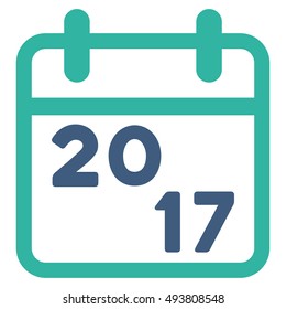 2017 Calendar vector pictogram. Style is flat graphic symbol, cobalt and cyan colors, white background.