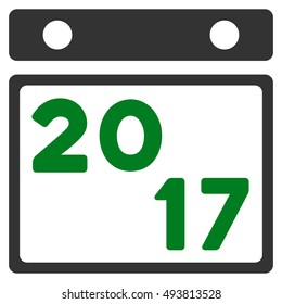 2017 Calendar vector pictogram. Style is flat graphic symbol, green and gray colors, white background.