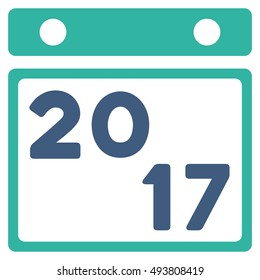 2017 Calendar vector pictograph. Style is flat graphic symbol, cobalt and cyan colors, white background.