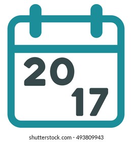 2017 Calendar vector pictograph. Style is flat graphic symbol, soft blue colors, white background.