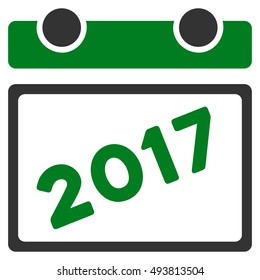 2017 Calendar vector pictograph. Style is flat graphic symbol, green and gray colors, white background.