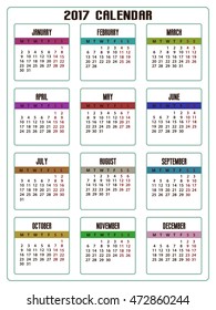 2017 Calendar Vector Template