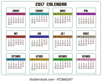 2017 Calendar Vector Template