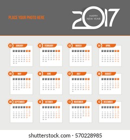 2017 Calendar - Vector Template
