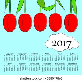 2017 Calendar.Weeks start on Monday.