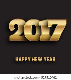 2017 - calligraphic new year greeting design - gold typography on a dark background