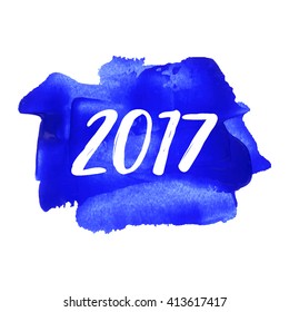 2017 card, poster, logo, words, text written on blue painted background vector illustration