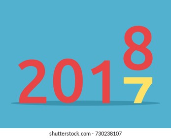 2017 changes for 2018 on blue background. New year, happy, beginning and christmas concept. Flat design. Vector illustration. EPS 8, no transparency - Powered by Shutterstock - Get 15% off with code: PIKWIZARD15