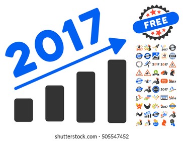 2017 Chart Trend pictograph with bonus 2017 new year clip art. Vector illustration style is flat iconic symbols,modern colors.