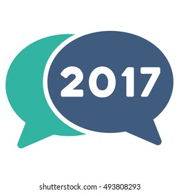 2017 Chat vector icon. Style is flat graphic symbol, cobalt and cyan colors, white background.