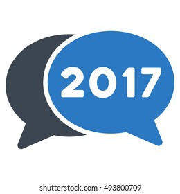 2017 Chat vector pictogram. Style is flat graphic symbol, smooth blue colors, white background.
