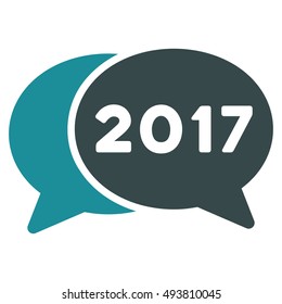 2017 Chat vector pictograph. Style is flat graphic symbol, soft blue colors, white background.