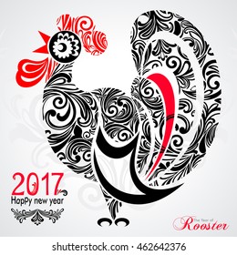 2017 Chinese New Year of the Rooster. Vector file organized in layers for easy editing. 