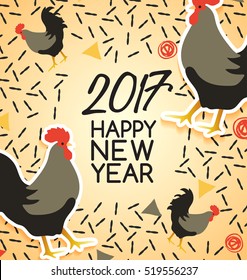 2017 Chinese New Year : Rooster Year : Vector Illustration