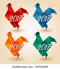 2017 Chinese New Year : Rooster Year : Vector Illustration