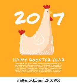 2017 Chinese New Year : Rooster Year : Vector Illustration