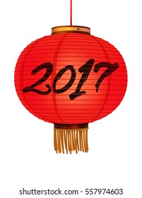 2017 Chinese New Year Vector Icon.Realistic Red lantern isolated on white background.