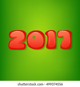 2017 Christmas  Background. 2017 Numbers  on Green Background. Vector Illustration.