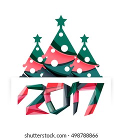 2017 Christmas and New Year Geometric Banner with white space for text. Greeting card element