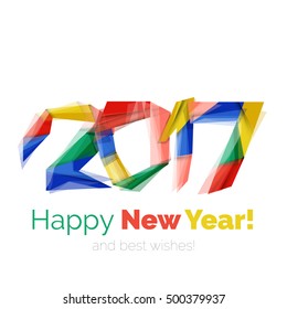 2017 Christmas and New Year Geometric Banner with white space for text. Greeting card element