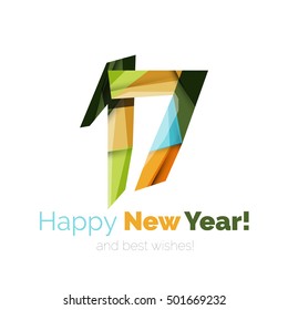 Banner geométrico de Navidad y Año Nuevo 2017 con espacio en blanco para texto. Elemento de tarjeta de felicitación