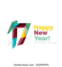 2017 Christmas and New Year Geometric Banner with white space for text. Greeting card element