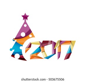 2017 Christmas and New Year Geometric Banner with white space for text. Greeting card element